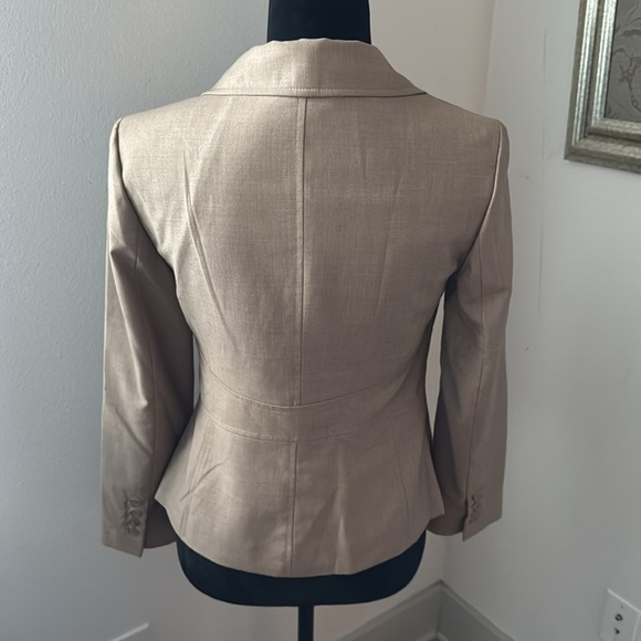 Ann Taylor petites tan single front blazer suit jacket sz 2P - Picture 3 of 6